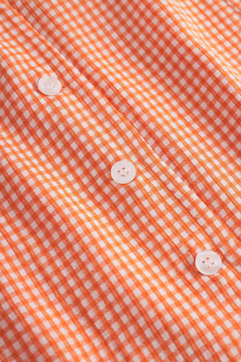 Mari Button Tank Top - Clay Checked