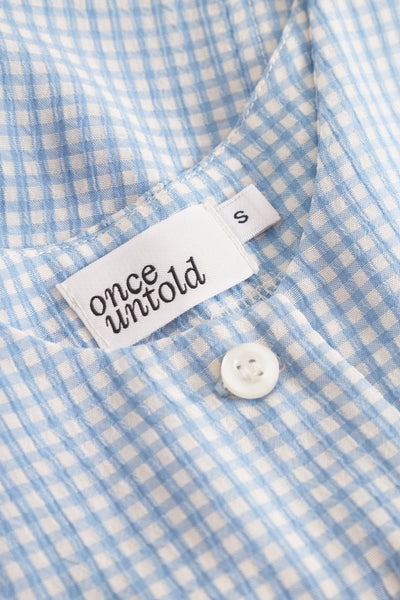 Mari Button Tank Top - Lt. Blue Checked