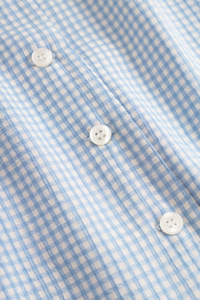 Mari Button Tank Top - Lt. Blue Checked