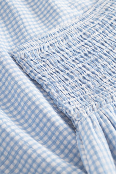 Mari Long Skirt - Lt. Blue Checked