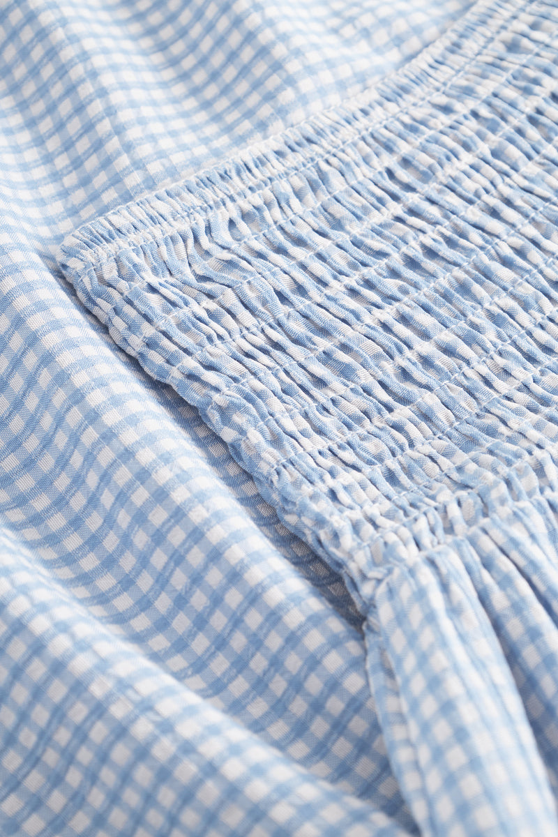 Mari Long Skirt - Lt. Blue Checked