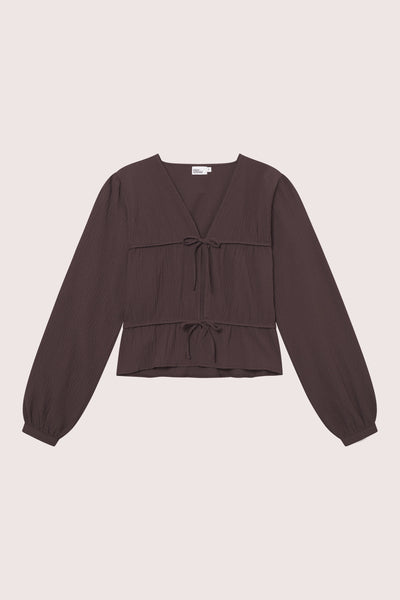 Mercer String Blouse - Chocolate Plum