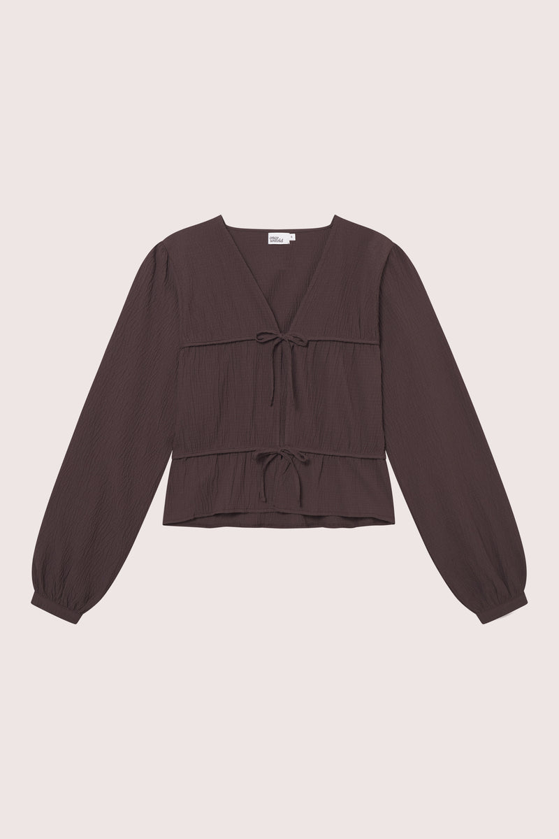 Mercer String Blouse - Chocolate Plum