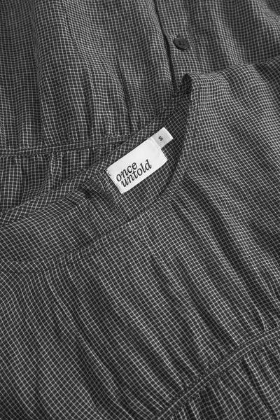 Nina Button Blouse - Black/White Check