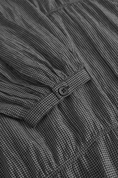 Nina Button Blouse - Black/White Check