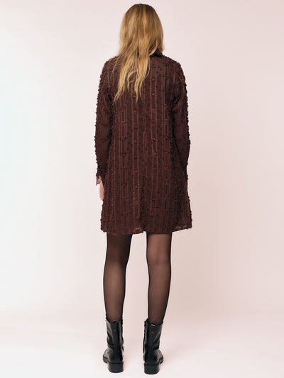 Julia Mock Neck Dress - Deep Mahogny
