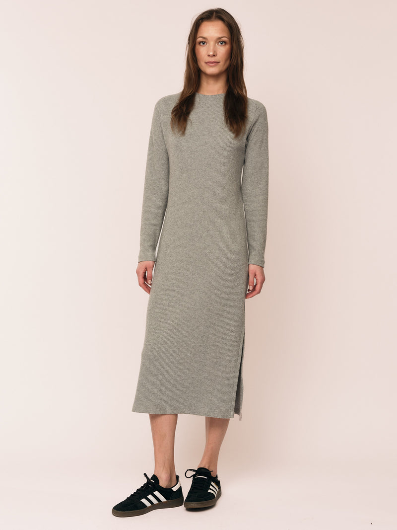 Daniela Rib Dress - Dark Grey Melange