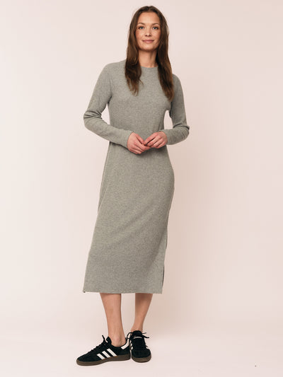 Daniela Rib Dress Dark Grey Melange – Once Untold