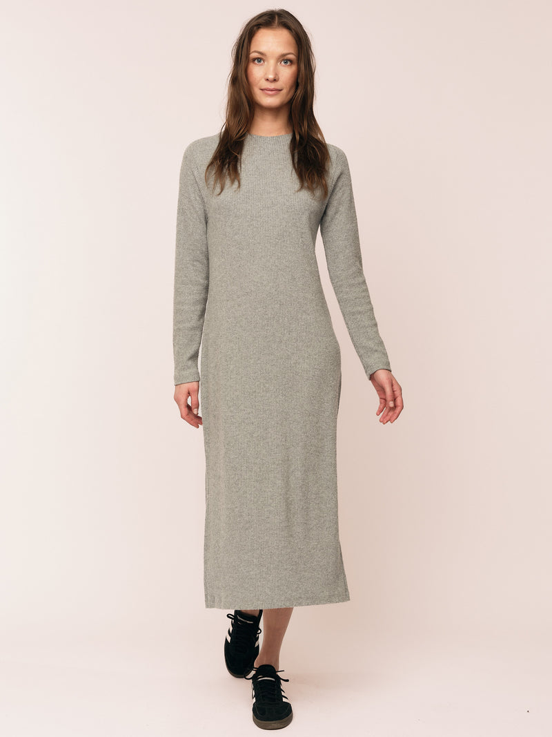 Daniela Rib Dress - Dark Grey Melange
