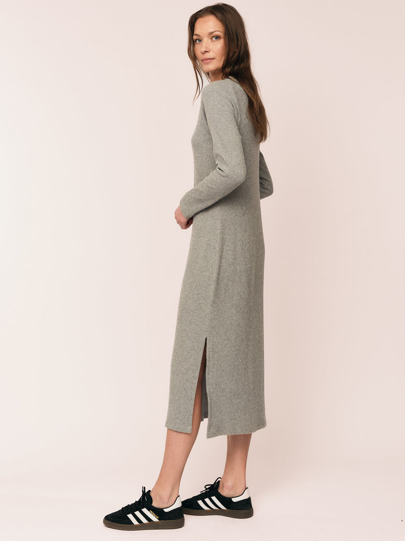 Daniela Rib Dress - Dark Grey Melange