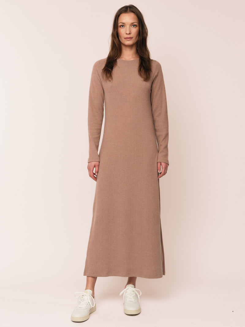Daniela Rib Dress - Brown Melange