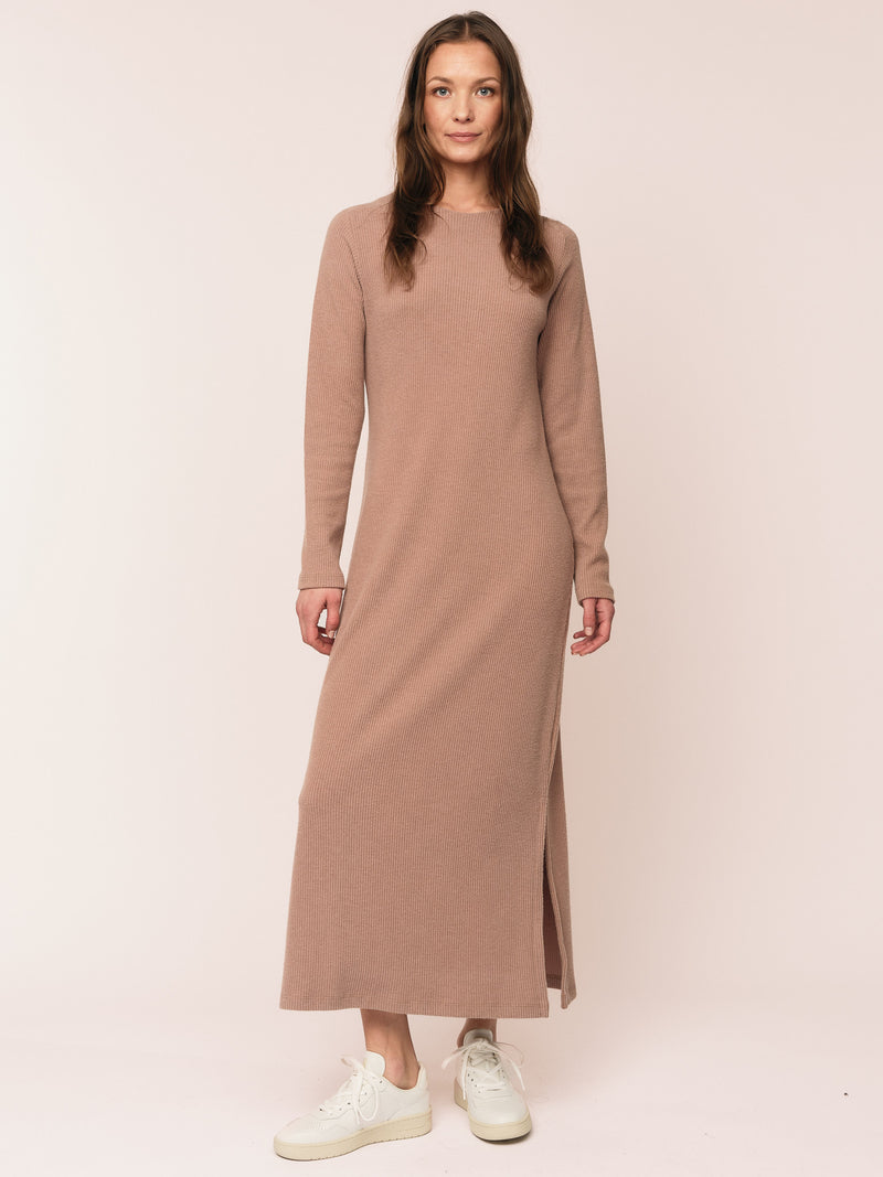 Daniela Rib Dress - Brown Melange