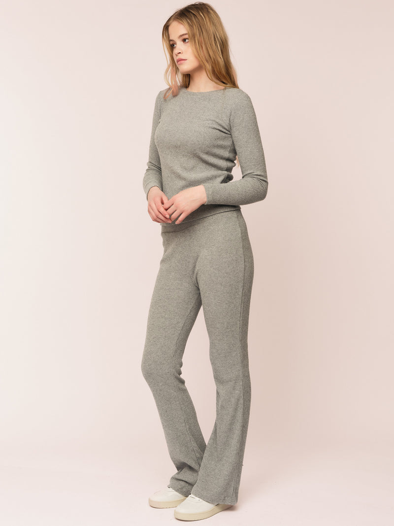 Daniela Rib Trouser - Dark Grey Melange