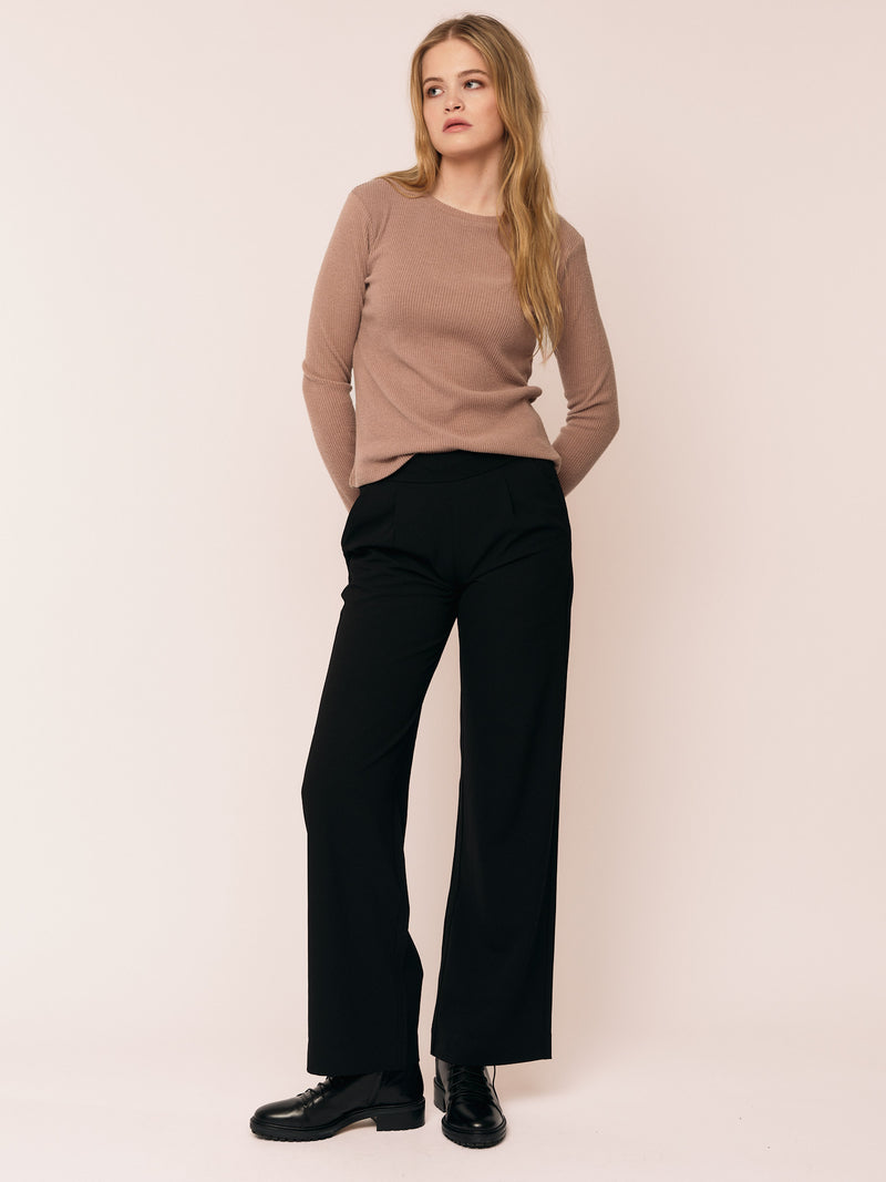 Daniela Rib Top - Brown Melange