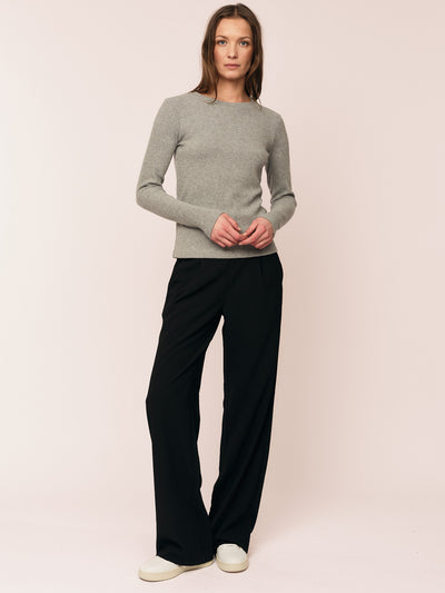 Daniela Rib Top - Dark Grey Melange