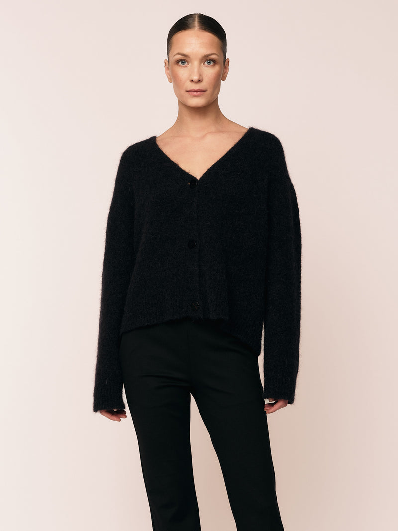 Astrid V Neck Cardigan - Black