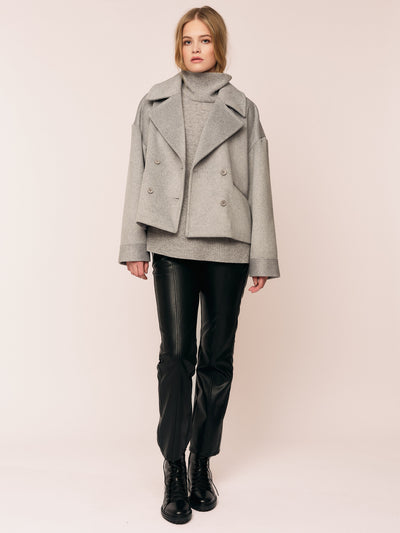 Iris Short Coat - Light Grey Melange