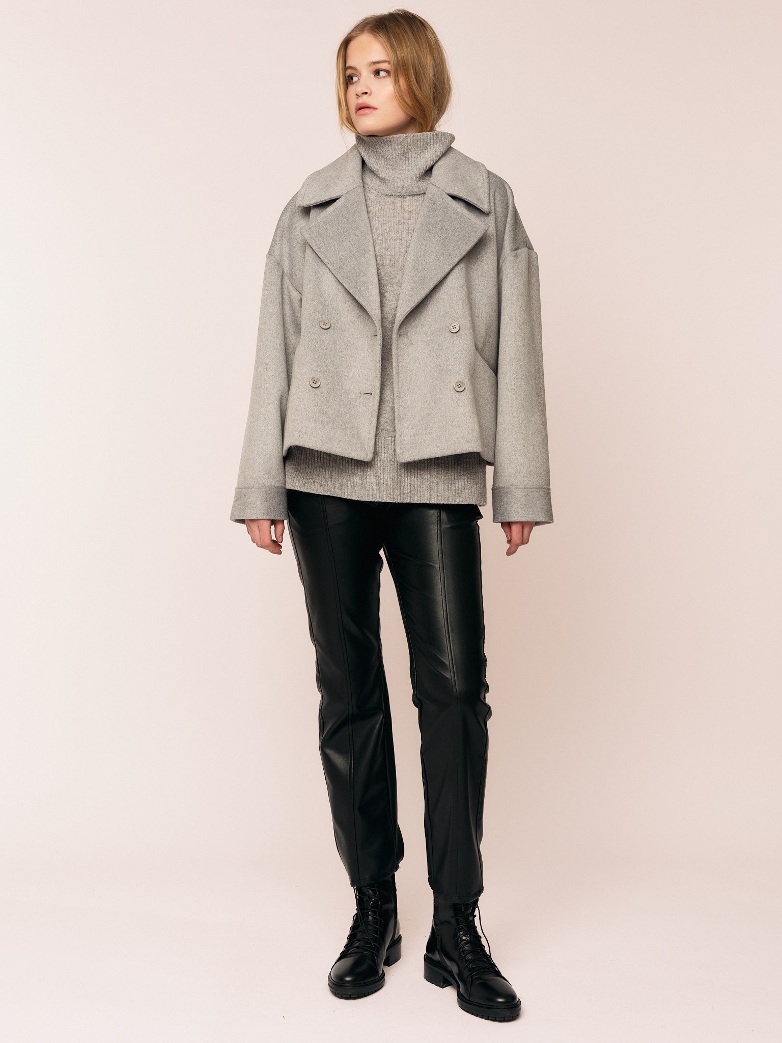 ESSAY（エッセイ） COLLAR LESS COAT　Grey Brown Lyla Wool Coat - Beige – The Frankie Shop Europe
