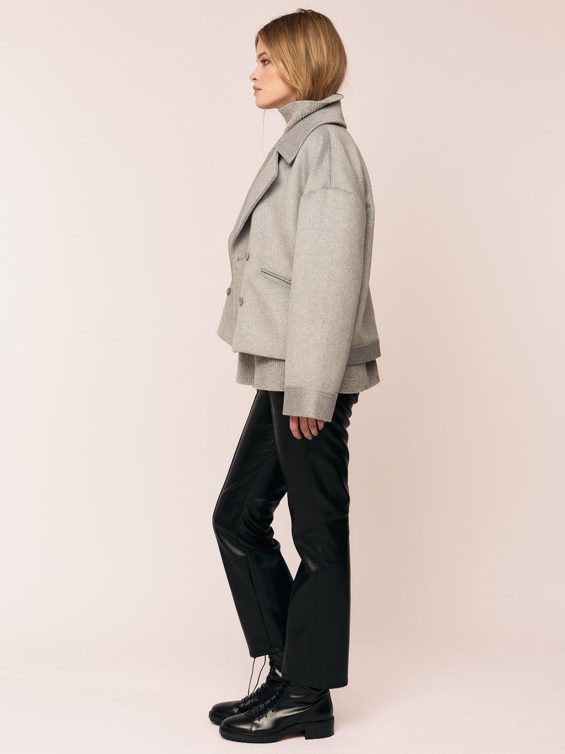Iris Short Coat - Light Grey Melange