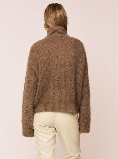 Florie Brushed Zip Knit - Chocolate Brown