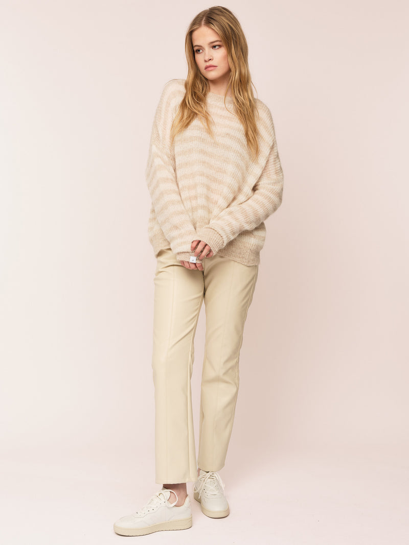 Flora RN Sweater - Beige Stripe