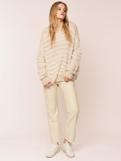 Flora RN Sweater - Beige Stripe