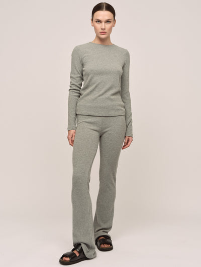 Daniela Wide Trouser - Lt Grey Melange