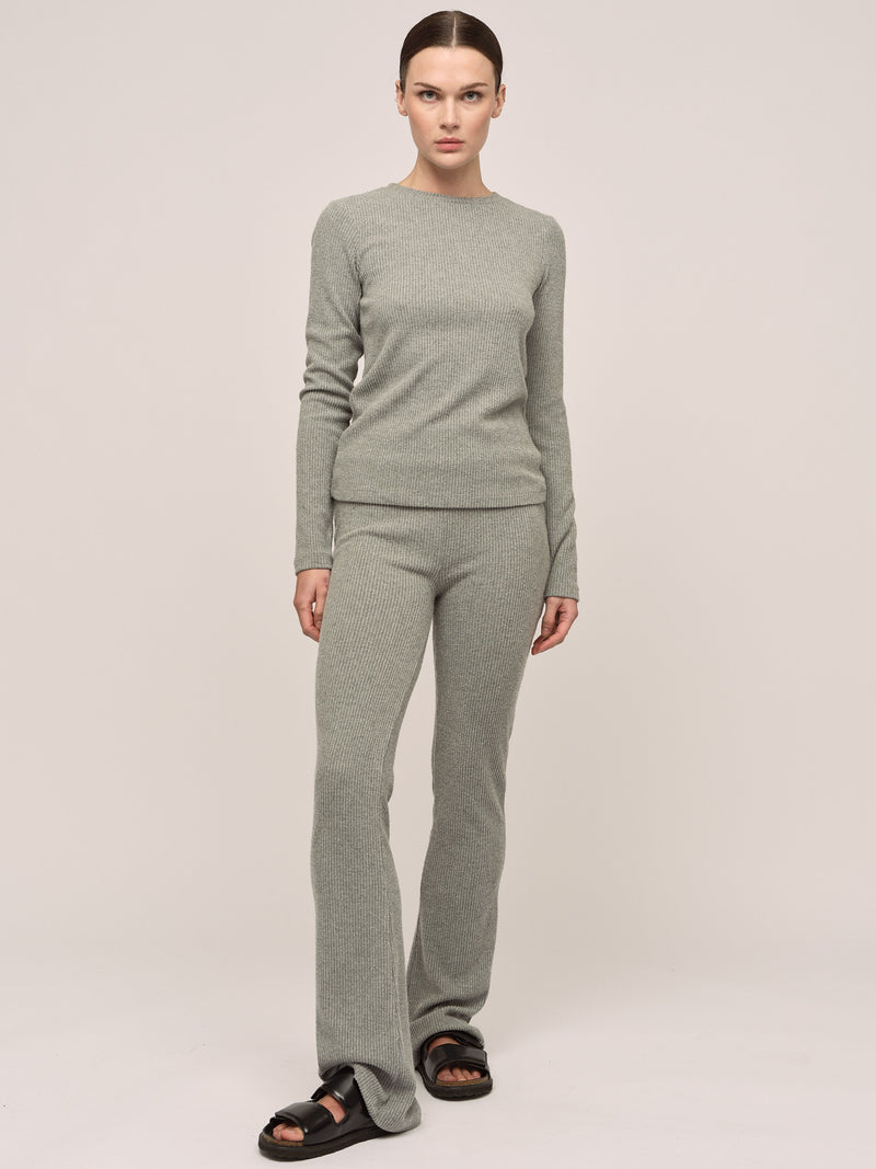 Daniela Wide Trouser - Lt Grey Melange