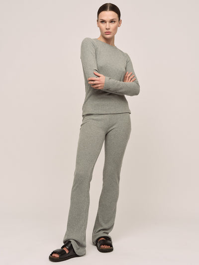 Daniela Wide Trouser - Lt Grey Melange
