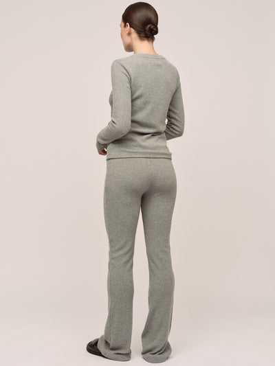 Daniela Wide Trouser - Lt Grey Melange