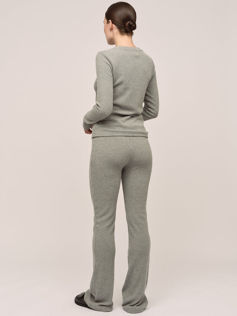 Daniela Wide Trouser - Lt Grey Melange