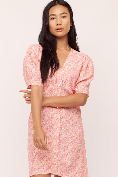 Ellen Short Dress - Pink Petite Flower