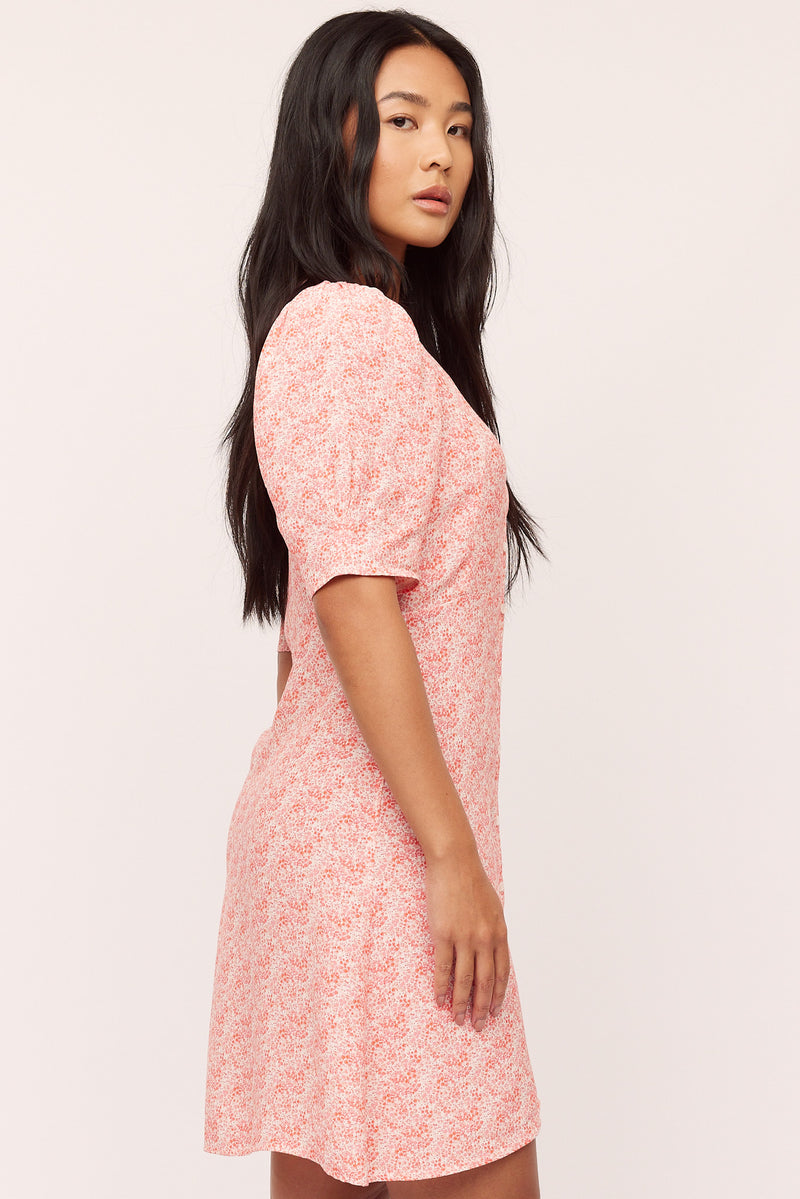 Ellen Short Dress - Pink Petite Flower