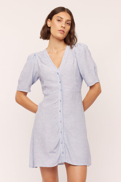 Ellen Short Dress - Blue Petite Flower