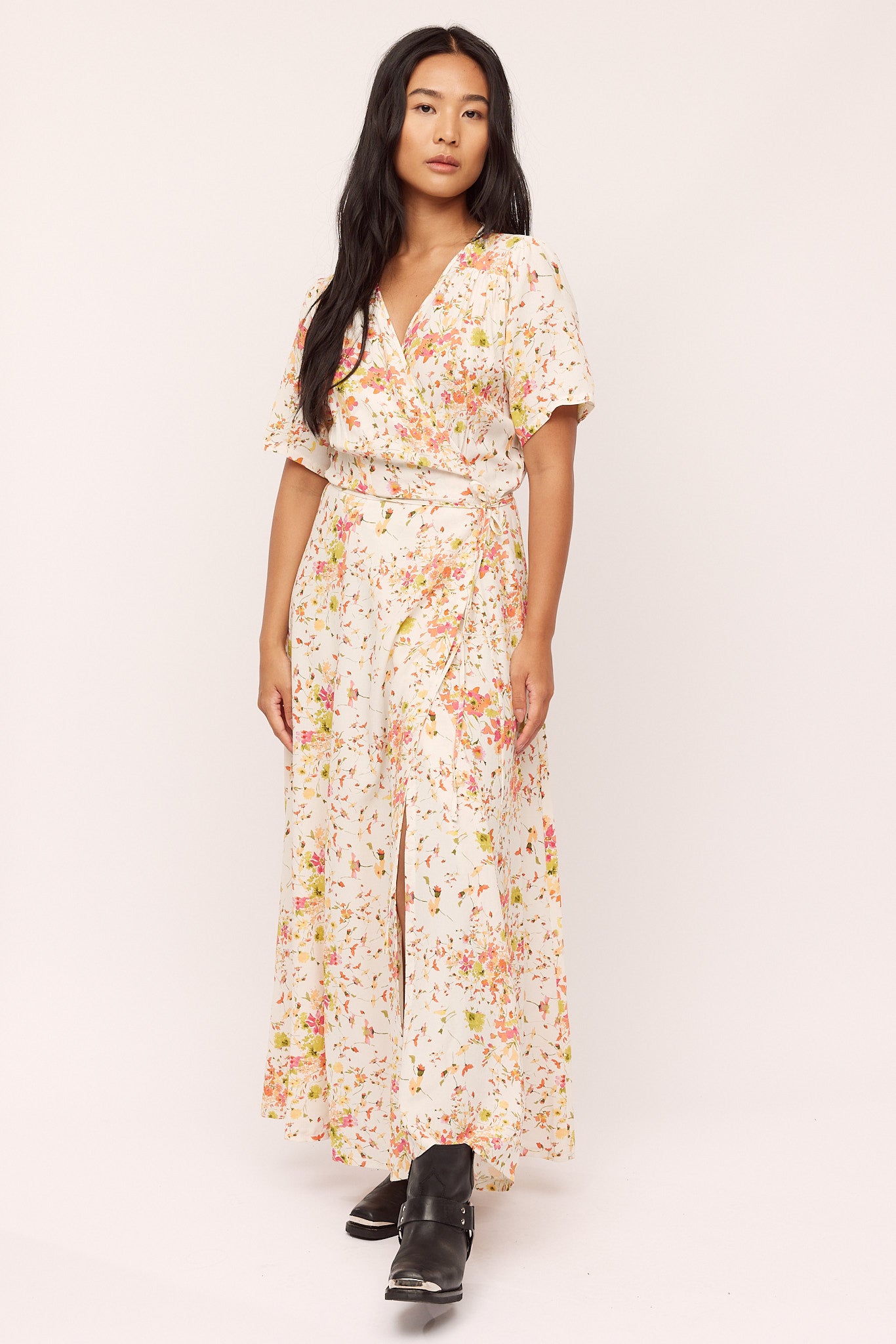 Spire Wrap dress - Garden Flower – Once Untold