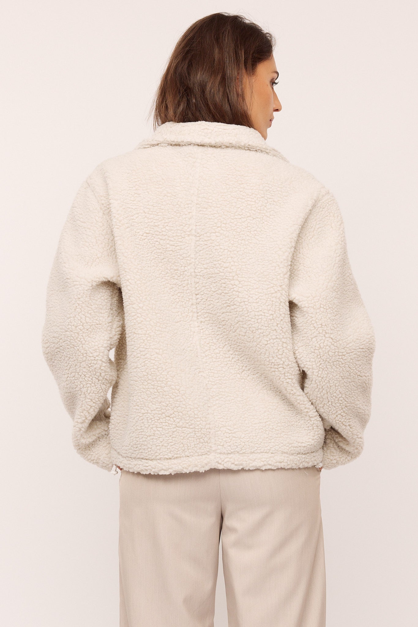 Elodie Zip Sweater Birch White Once Untold