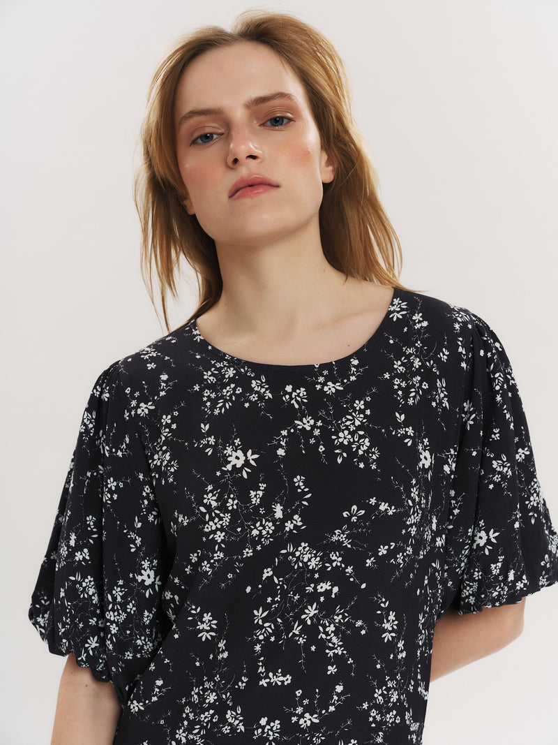 Athilde Midi Dress - DK Navy Flower