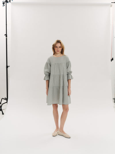 Indiana Dress - Olive Green Checked