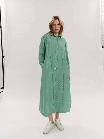 Sally Midi Dress - Vinyard Green Stripe