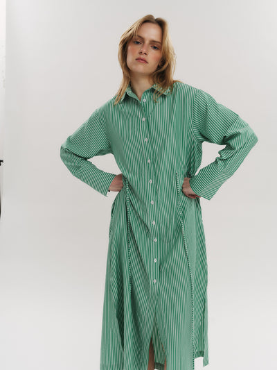 Sally Midi Dress - Vinyard Green Stripe