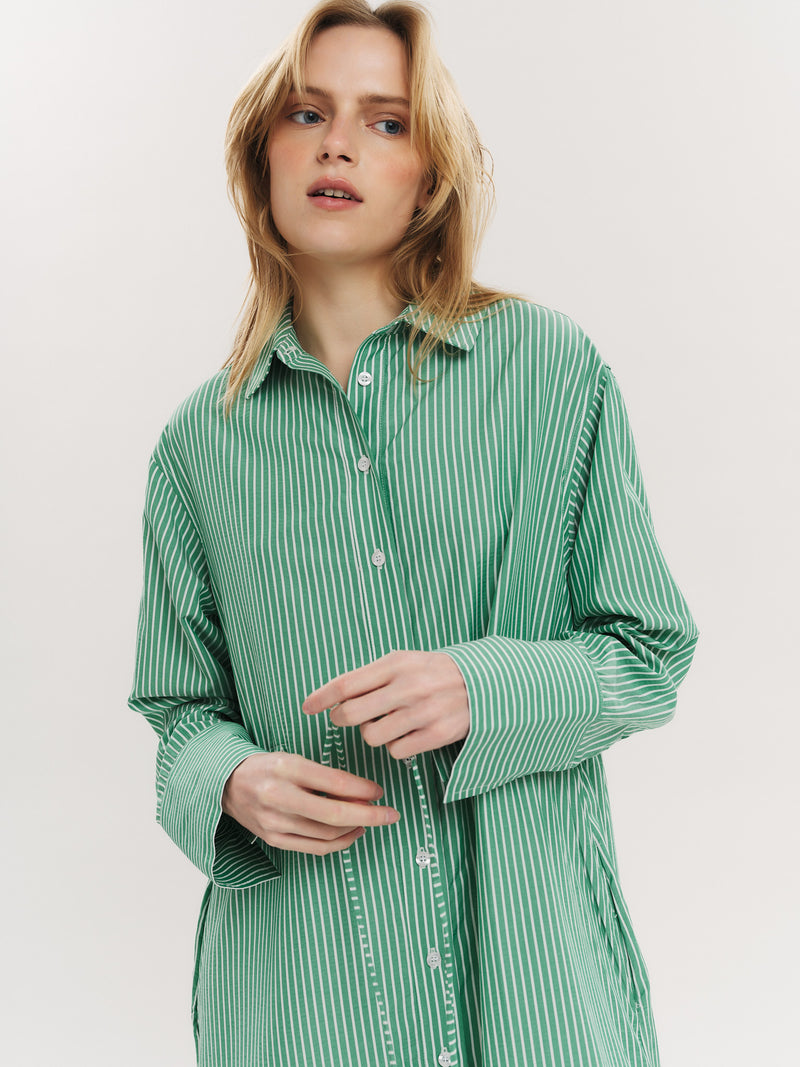Sally Midi Dress - Vinyard Green Stripe