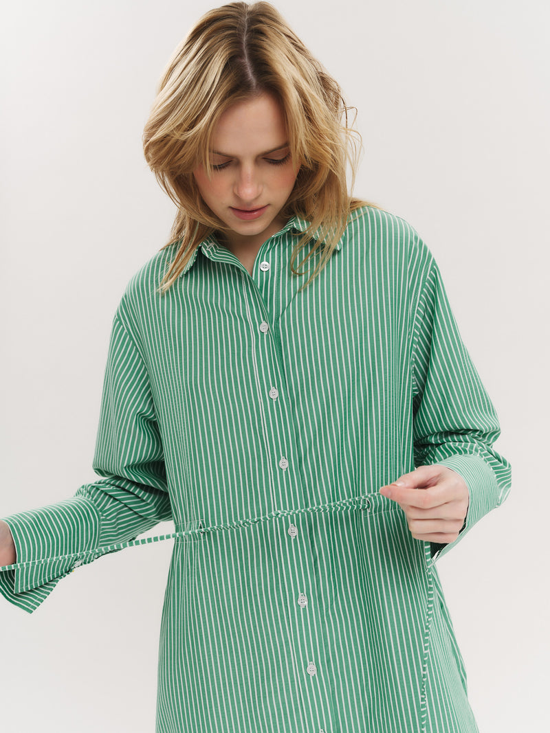 Sally Midi Dress - Vinyard Green Stripe