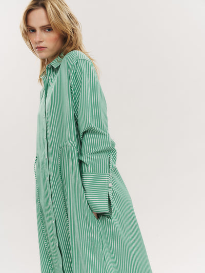 Sally Midi Dress - Vinyard Green Stripe