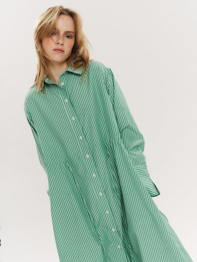 Sally Midi Dress - Vinyard Green Stripe