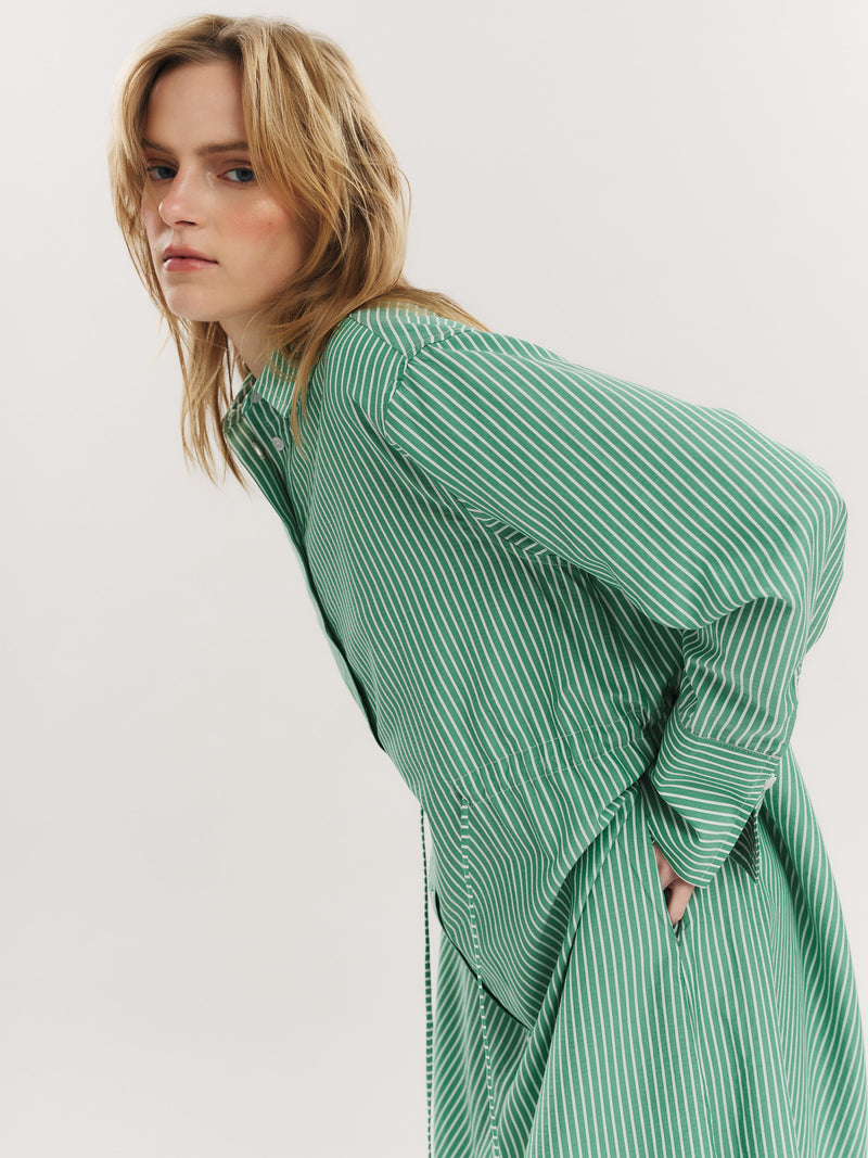 Sally Midi Dress - Vinyard Green Stripe