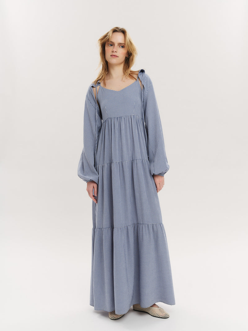 Mari Long dress - Riverside Checked