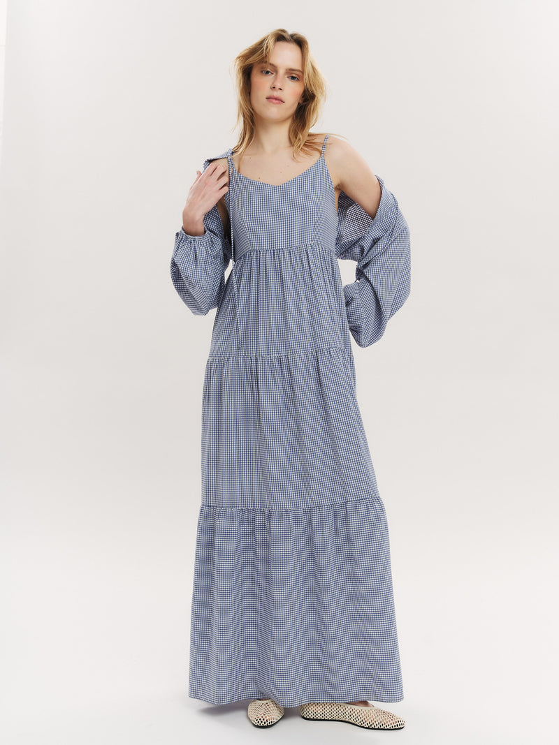 Mari Long dress - Riverside Checked