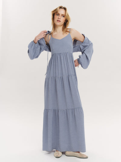 Mari Long dress - Riverside Checked