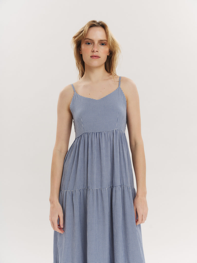 Mari Long dress - Riverside Checked