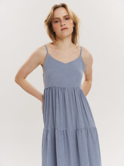 Mari Long dress - Riverside Checked
